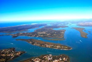 Aerial view of southern Moreton Bay islands (click to enlarge)