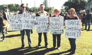 Stradbroke Island residents protesting against changes to ferry fares