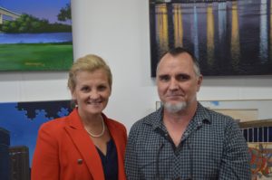 Redland City Mayor Karen Williams with Leo Herreygers of Art Unlimited