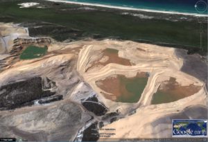 Sand mining on North Stradbroke Island - from Google Earth 