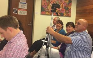 Redlands2030's Tom Taranto videoing a council meeting - photo by the Redland City Bulletin
