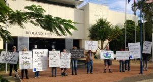 Rushwood Estate residents protest outside Redland City Council's offices
