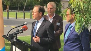 Minister for the Environment Greg Hunt spoke at the event (Photo SBS) 