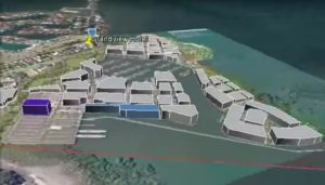 Scale of the proposed development around Toondah Harbour from a Redlands 2030 flyover simulation
