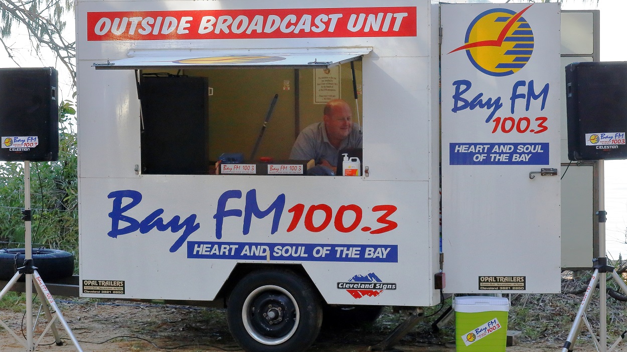 Community radio station Bay FM 103 doing an outside broadcast on Coochiemudlo