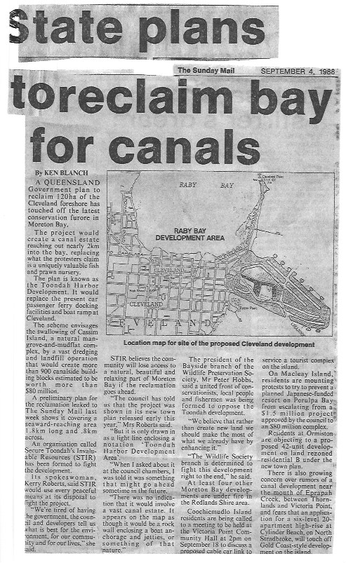 Plans for development at Toondah Harbour in the 1980s