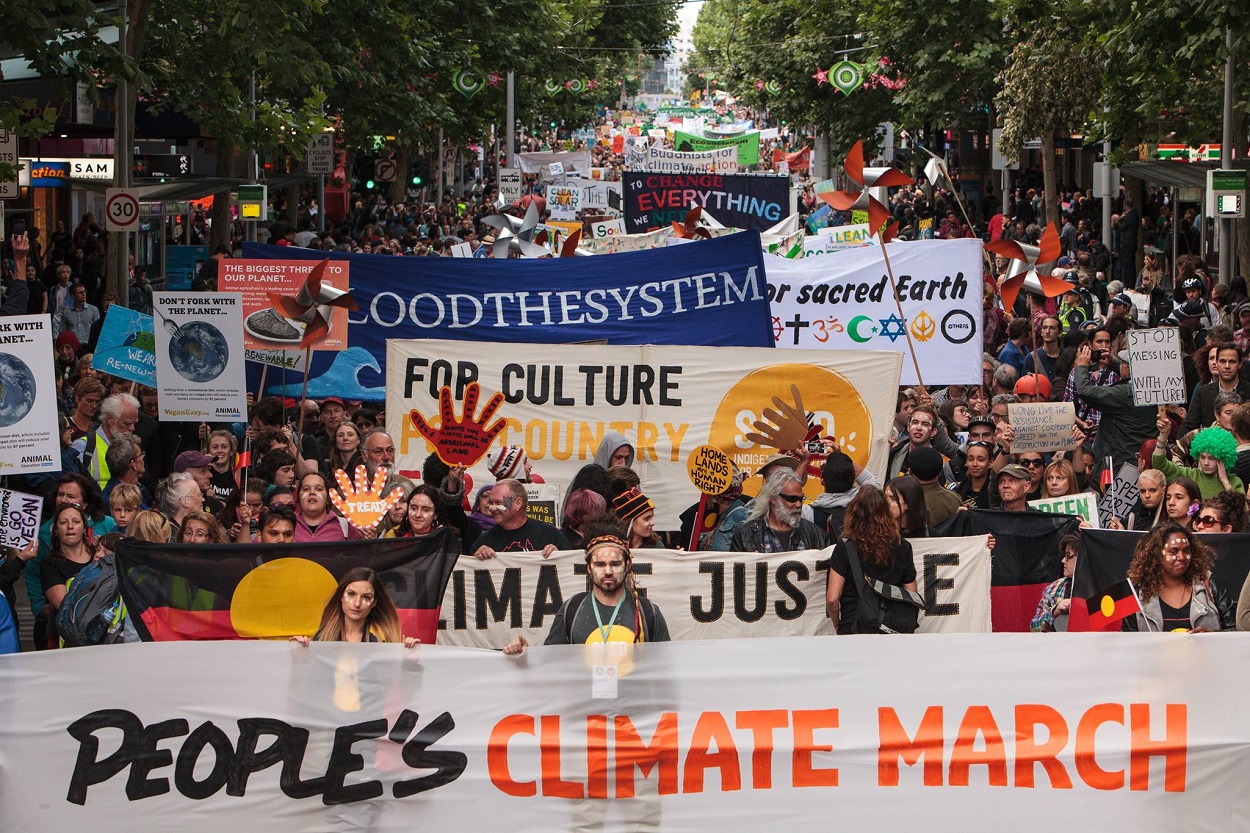 Marching for political action on climate change in Australia 