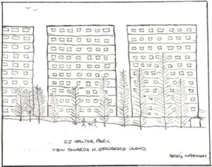 Some artist's impressions convey information very effectively. This simple sketch shows the view of planned apartment blocks blocking current views of Moreton Bay and North Stradbroke Island.
