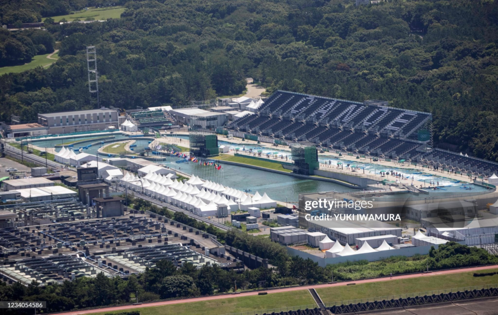 Kasai Canoe Slalom Centre, in Tokyo on July 19, 2021 (Photo by YUKI IWAMURA/AFP via Getty Images) embedded version for not for profit use